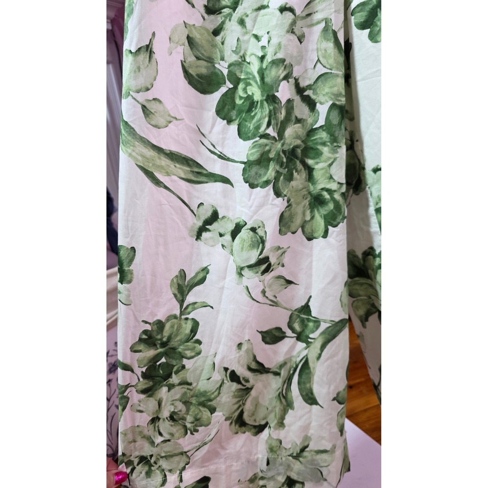 Taylor Green Floral Wide Leg Jumpsuit Ruffle Strap Cotton Womens Size Medium - Picture 9 of 13